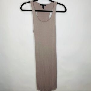 Taupe Ribbed Body Con Tank T Shirt Dress Midi  Sz Small